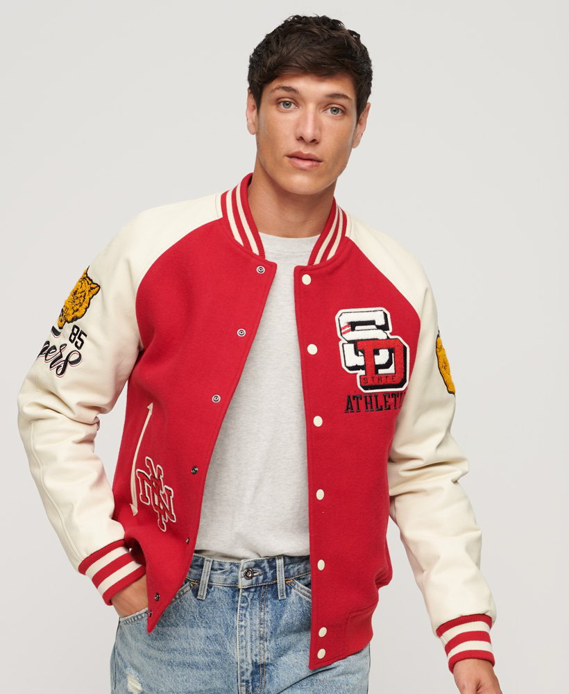 College Varsity Patched Bomber Jacket Red - Varsity Jackets - Build ...