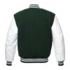 Forest Green Wool Body White Leather Sleeves Varsity Letterman Jacket back