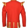 Red Wool with Gold Braiding Long Sleeves Military Kilt Jacket BACK