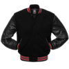 Letterman Jacket Black Wool Body Black Leather Sleeves Varsity Jacket