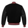Letterman Jacket Black Wool Body Black Leather Sleeves Varsity Jacket