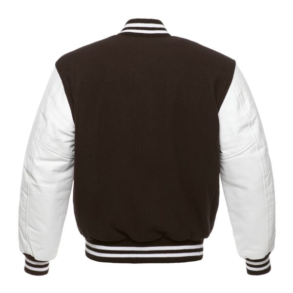 Letterman Jacket Brown Wool Body White Leather Sleeves Varsity Jacket