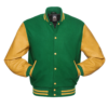 Letterman Jacket Kelly Wool Body Gold Leather Sleeves Varsity Jacket