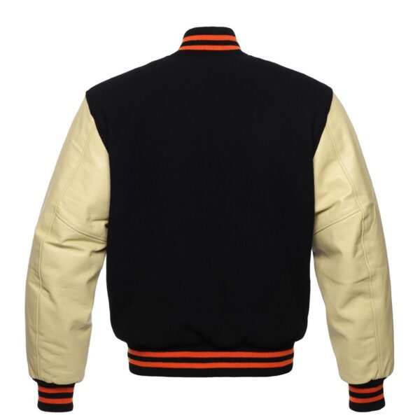 Letterman Jacket Black Wool Body Cream Leather Sleeves Varsity Jacket